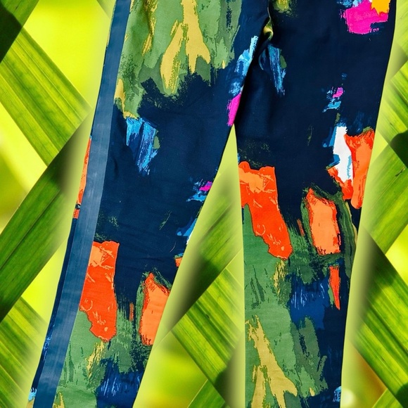 Kate Spade Saturday ‘Slim Fit Zip Pant’ in Navy Blue ‘Aurora’ Abstract Size 2 - Picture 13 of 14